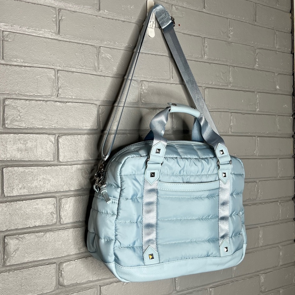 CYNTHIA ROWLEY Light Blue Nylon Channel Weekender - Picture 8 of 16